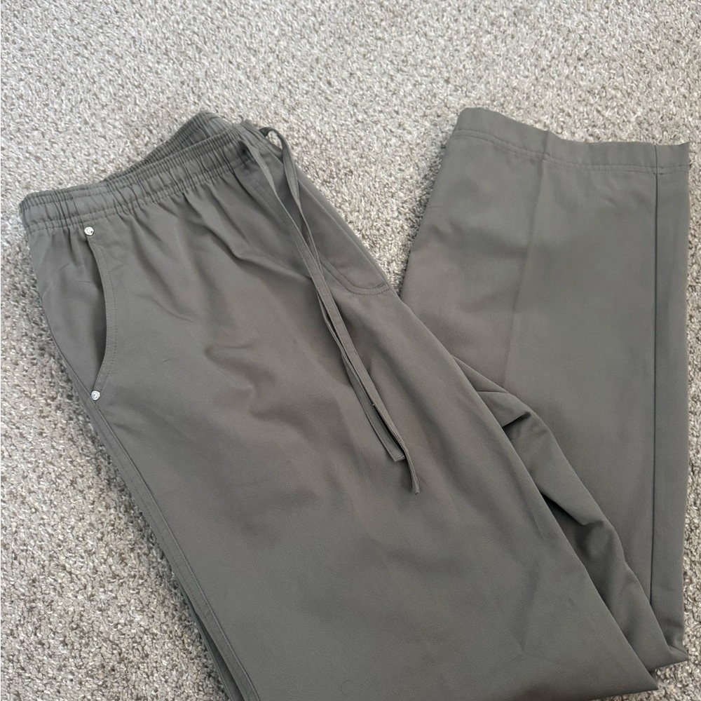 Studio Works Women's Gray Straight Pants Polyester Cotton Elastic Waist